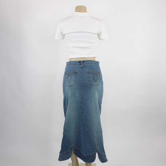 Vintage Neeso long floor length Jean skirt - Picture 7 of 8